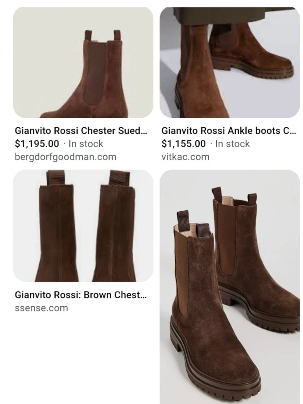 Gianvito Rossi Chestnut Suede Lug-Sole Chelsea Boots NEW In Box
